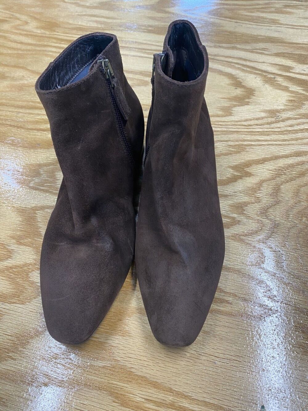 Aquatalia Ankle Boots Women's 6 Brown Suede Side Zip Almond Toe Formal Bootie S5